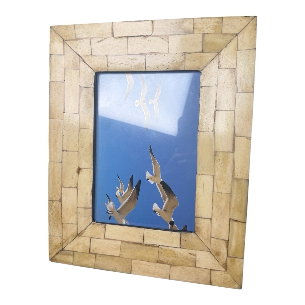 Bone Inlay Mosaic 5x7 Picture Frame Ivory Tile Boho Décor